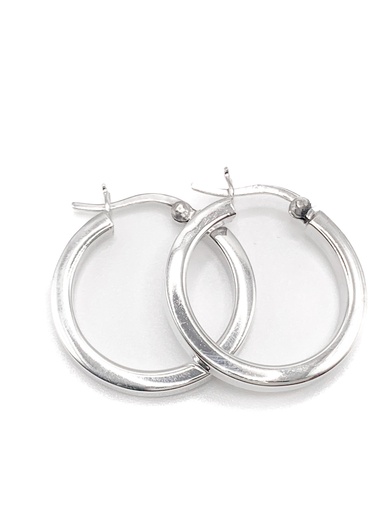 [E0026] Aretes plata argolla lisa cuadrada 2,5 cm diámetro