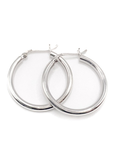 [E0036] Aretes plata argolla tubo 3cm diámetro