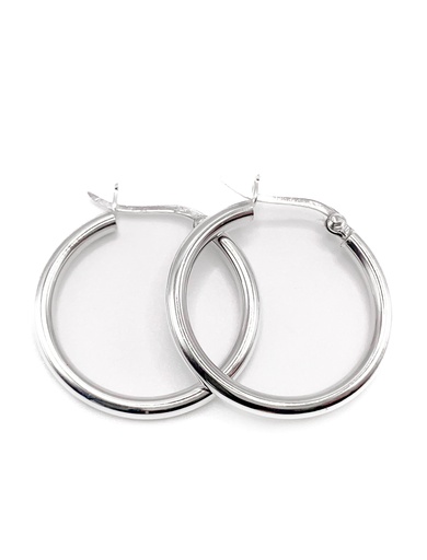 [E0040] Aretes plata argolla tubo fina 3cm diámetro