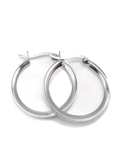 [E0046] Aretes plata argolla lisa 3cm diámetro