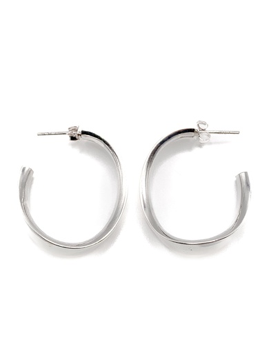 [E0050] Aretes plata semi argolla broche con presión