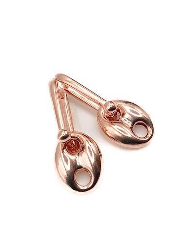 [E0064] Aretes plata oro rosa largo con colgante ovalado