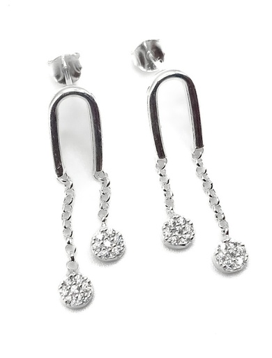 [E0078] Aretes plata con bolitas enjoyadas colgantes