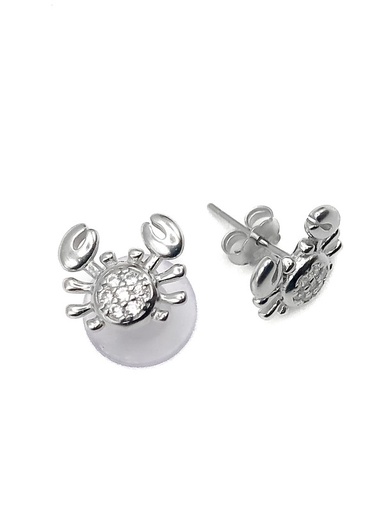 [E0084] Aretes plata de cangrejos con circones blancos