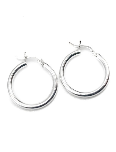 [E0103] Aretes plata argolla lisa tubo 2cm diámetro