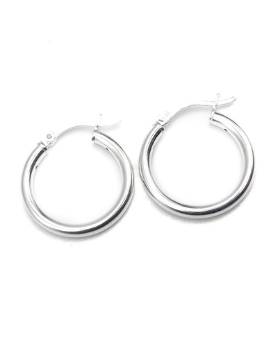 [E0120] Aretes plata argolla tubo 2cm diametro