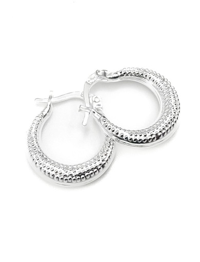 [E0128] Aretes plata argolla de puntitos