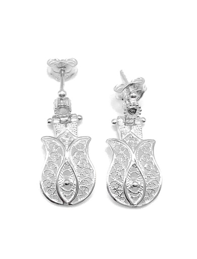 [E0243] Aretes plata flor de filigrana