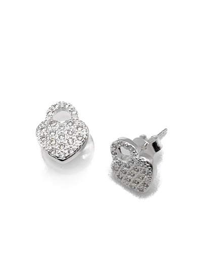 [E0269] Aretes plata de candados de corazon