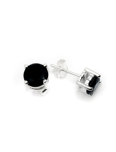 [E0272] Aretes plata punto de luz negro 8mm