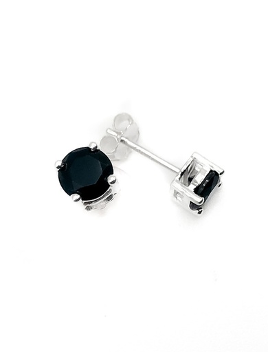 [E0273] Aretes plata punto de luz negro 6mm