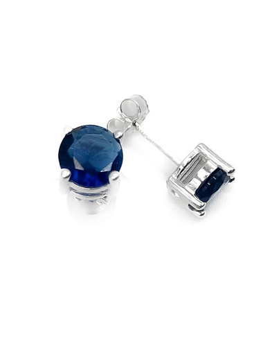 [E0274] Aretes plata punto de luz azul 8mm