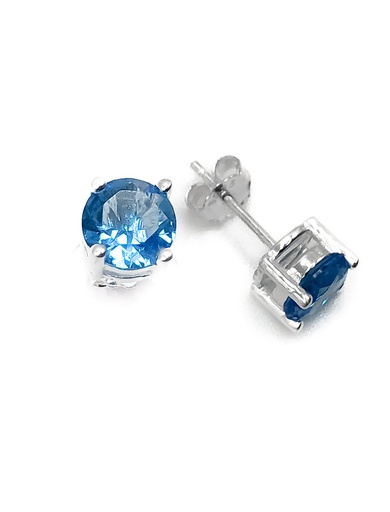 [E0275] Aretes plata punto de luz celeste 8mm