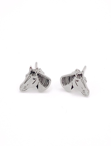 [E0384] Aretes plata caballo