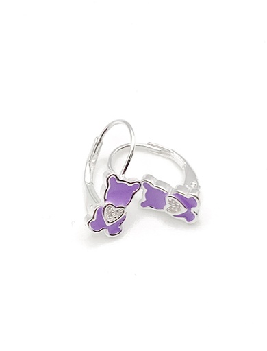 [E0402] Aretes plata de asa oso morado esmaltado