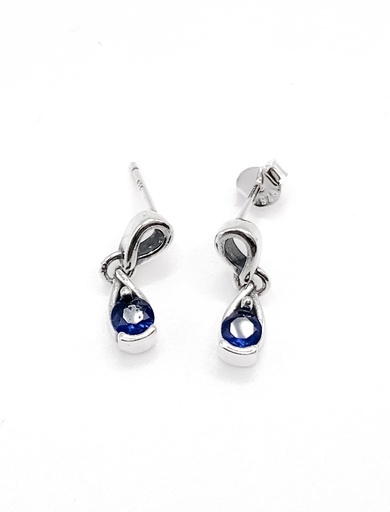 [E0448] Aretes plata colgante de piedra azul