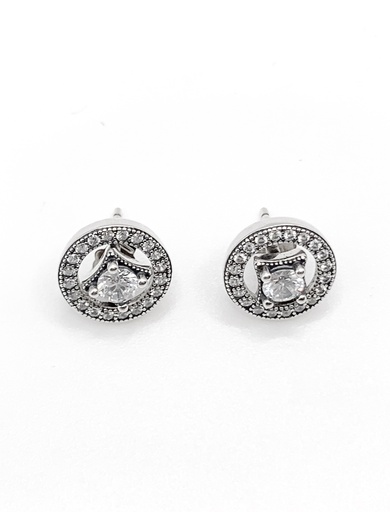 [E0450] Aretes plata circular con circones y centro removible