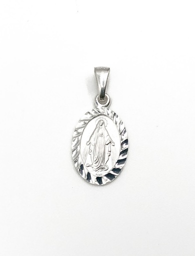 [P0050] Dijes plata virgen inmaculada con borde diamantado