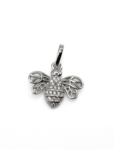 [P0064] Dijes plata abeja con circones