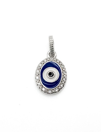 [P0069] Dijes plata ojo truco redondo azul