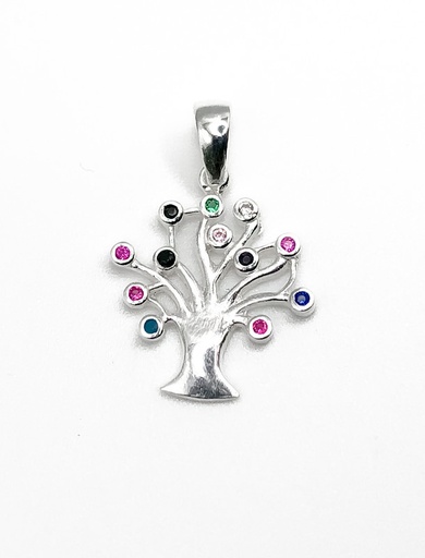 [P0089] Dijes plata árbol de la vida colores hojas