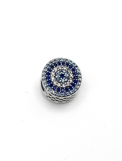 [P0119] Dijes plata circulo ojo turco azul con enjoye