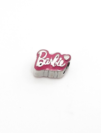 [P0135] Dijes plata barbie escrito rosado