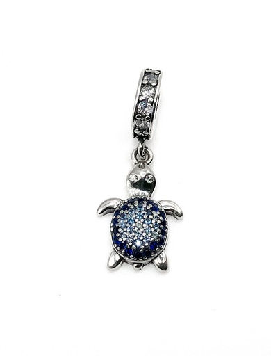 [P0150] Dijes plata tortuga azul