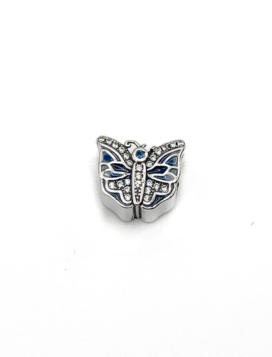 [P0167] Dijes plata mariposa con circones celestes