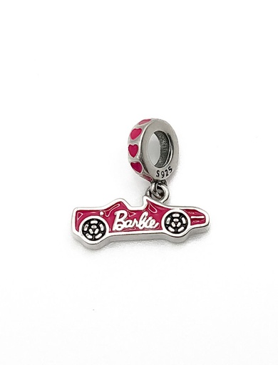 [P0168] Dijes plata carro barbie rosada