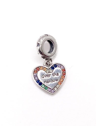 [P0196] Dijes plata corazon con enjoye de colores