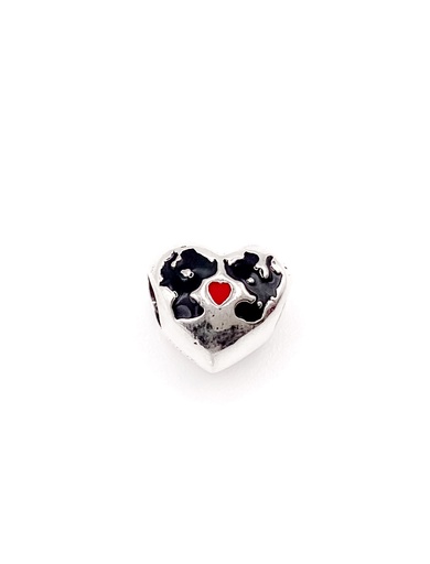 [P0221] Dijes plata corazon con minnie y mickey mouse