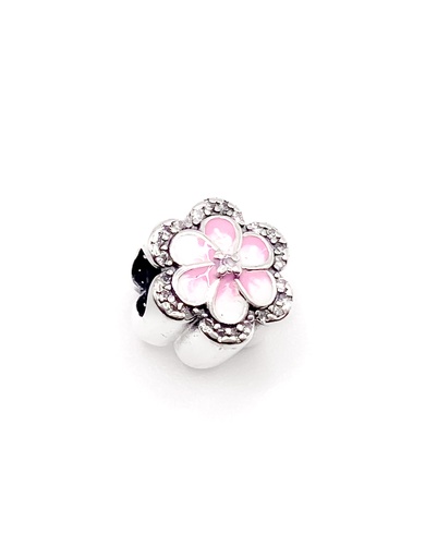 [P0237] Dijes plata flor gruesa palo de rosa