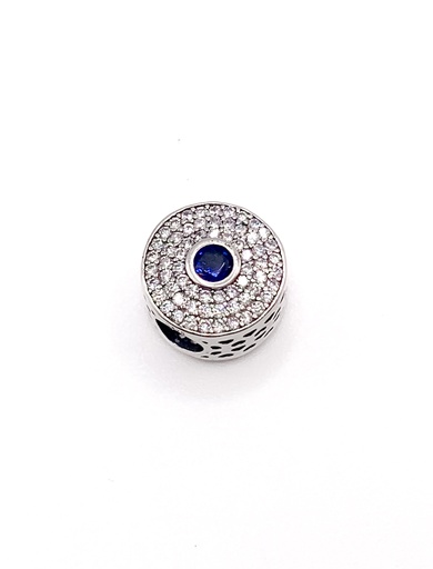 [P0240] Dijes plata rueda con enjoye piedra azul