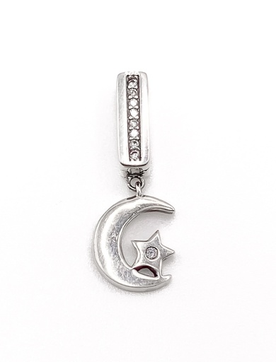 [P0259] Dijes plata luna con estrella