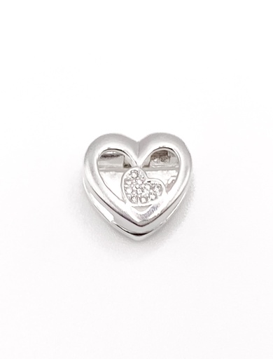 [P0261] Dijes plata corazon grueso con corazon pequeño adentro