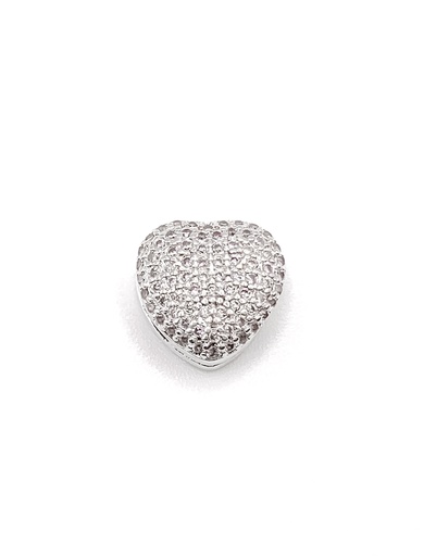 [P0268] Dijes plata corazon con enjoye plateado