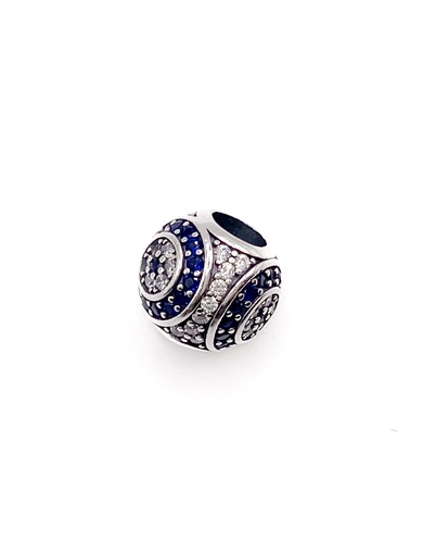 [P0277] Dijes plata bola con enjoye azul