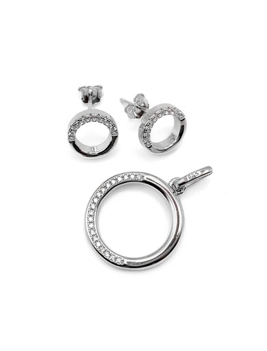 [S0008] Juegos plata circulo circones blanco a presion