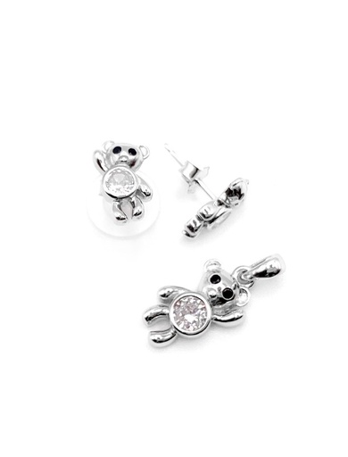 [S0010] Juegos plata oso corazon blanco