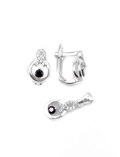 [S0015] Juegos plata circulo lazo negro patente