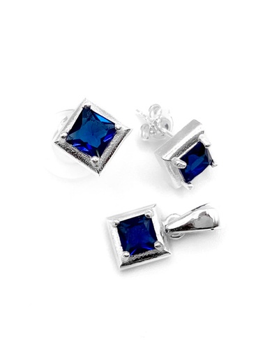 [S0023] Juegos plata cuadrado azul a presión