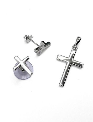 [S0059] Juegos plata cruz lisa a presion