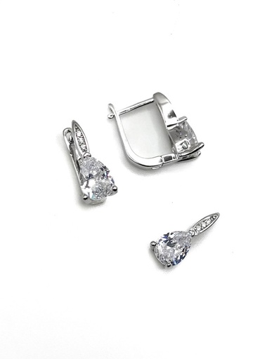 [S0068] Juegos plata gota circon blanco a presion