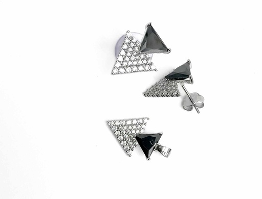 [S0073] Juegos plata triangulo piedra negra a presion