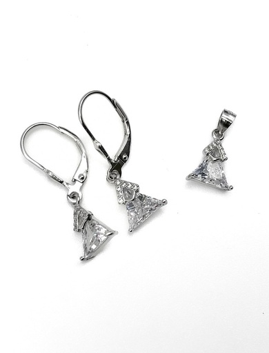 [S0145] Juegos plata triangular piedra blanca con asa