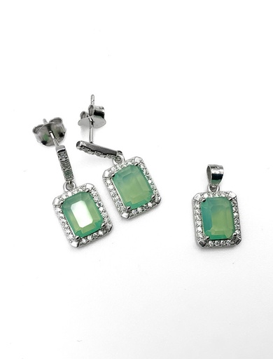 [S0164] Juegos plata cuadrado piedra verde agua a presion