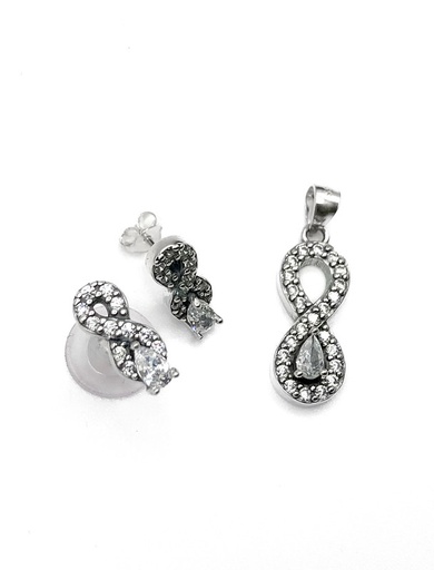 [S0196] Juegos plata infinito con circon blanco a presion