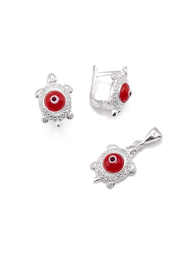 [S0222] Juegos plata tortuga con ojo turco rojo patente