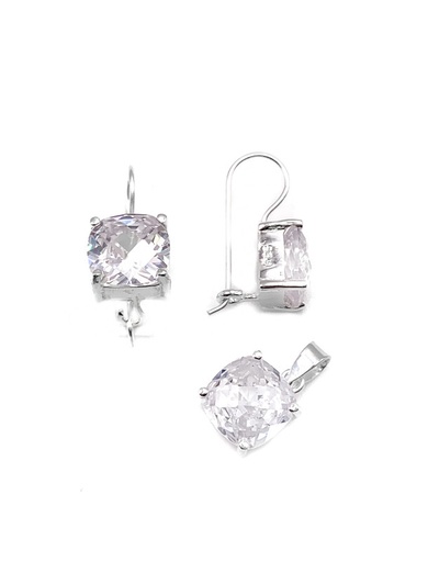 [S0232] Juegos plata cuadrado piedra blanca con aza